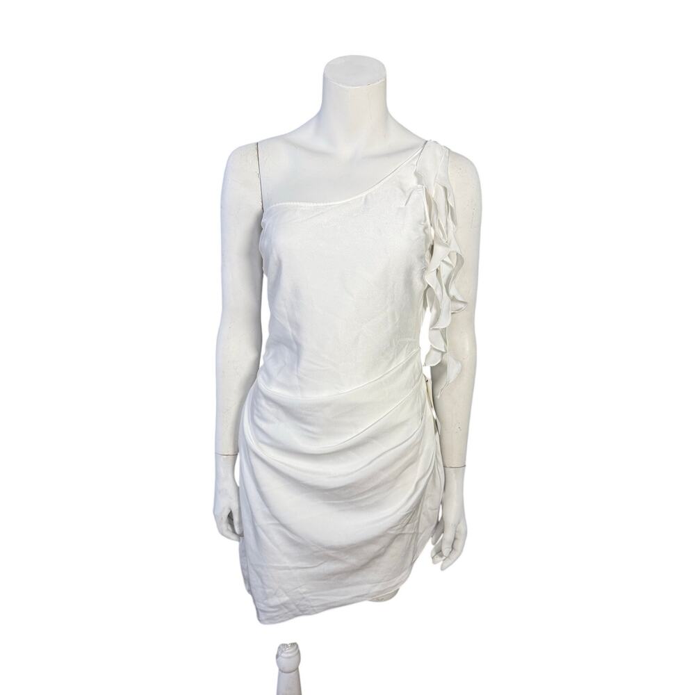 New American Threads Dress Women's Large White Ruffle One Shoulder